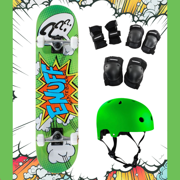 Enuff Pow Green Junior Complete Skateboard Bundle - Skatewarehouse.co.uk