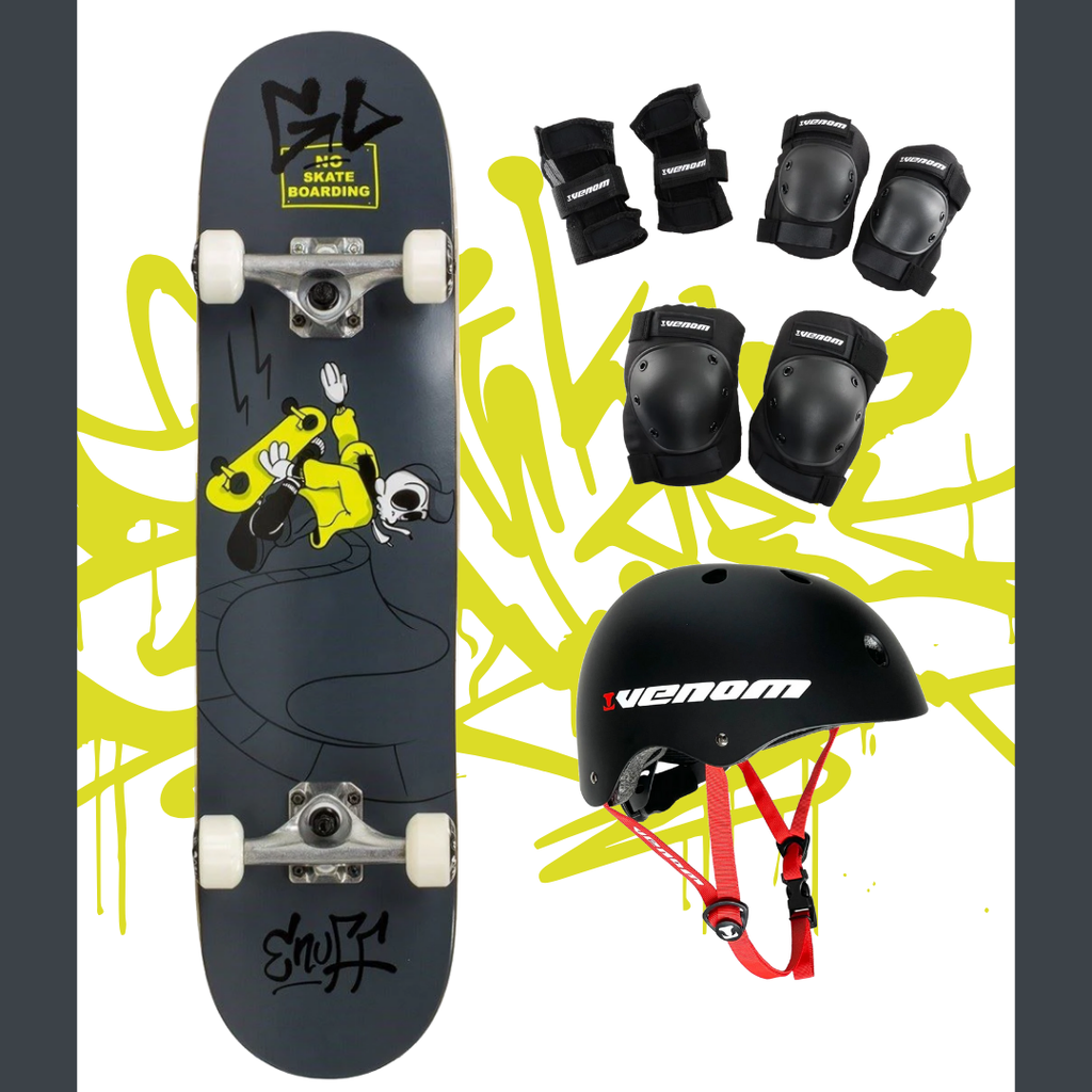 Enuff Skully Black Kids Junior Complete Skateboard Bundle 7.25 - Skatewarehouse.co.uk