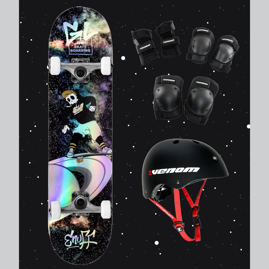 Enuff Skully Hologram Black Kids Junior Complete Skateboard Bundle 7.25 - Skatewarehouse.co.uk