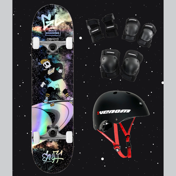 Enuff Skully Hologram Black Kids Junior Complete Skateboard Bundle 7.25 - Skatewarehouse.co.uk