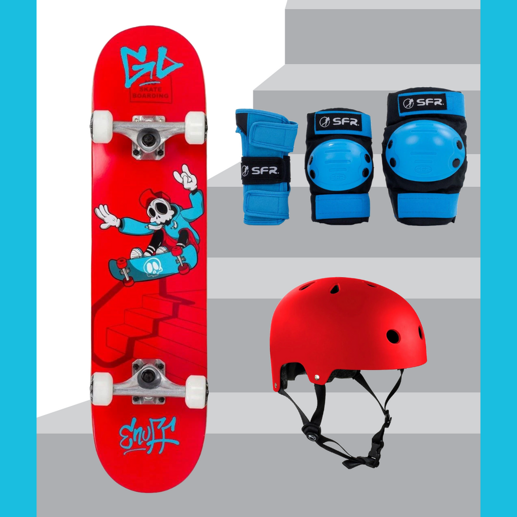 Enuff Skully Red Kids Junior Complete Skateboard Bundle 7.25 - Skatewarehouse.co.uk