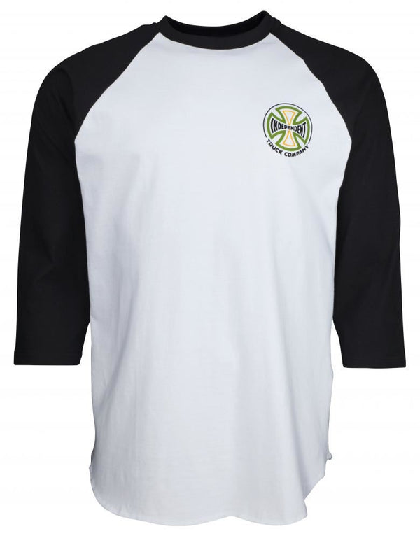 Independent Custom Top Converge 3/4 Baseball Top - Black / White - Skatewarehouse.co.uk