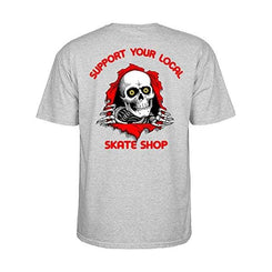 Powell Support Your Local Skate Shop Tee Sport Gray - Skatewarehouse.co.uk
