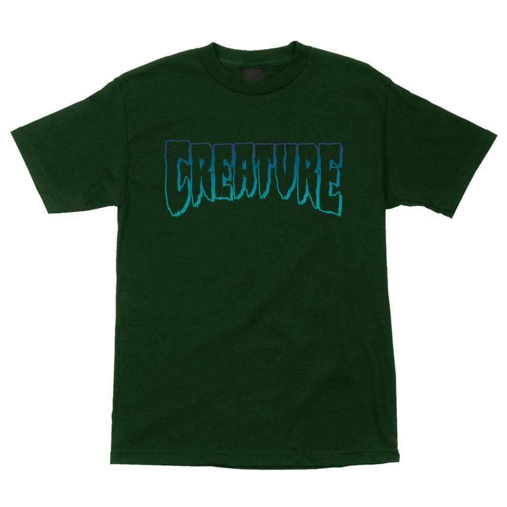 Creature T-Shirt Logo Outline - Forest Green / Blue - Skatewarehouse.co.uk