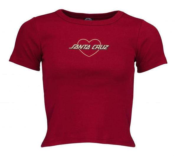 Santa Cruz Womens T-Shirt Heart Strip T-Shirt - Ruby Red - Skatewarehouse.co.uk