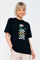 Santa Cruz Womens T-Shirt Checkerbloom Strip T-Shirt - Black