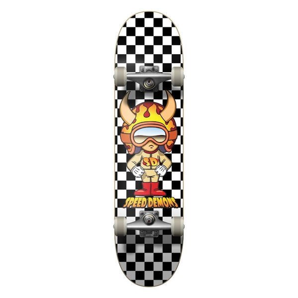 Speed Demons Hot Shot Black / White Checks Complete Skateboard - 7.5