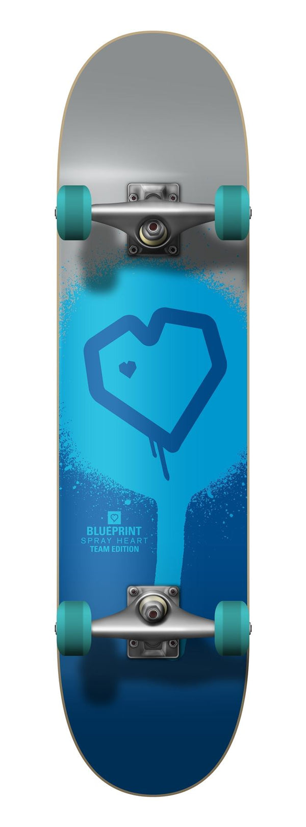 Blueprint Spray Heart Silver / Blue Complete Skateboard - 7.75