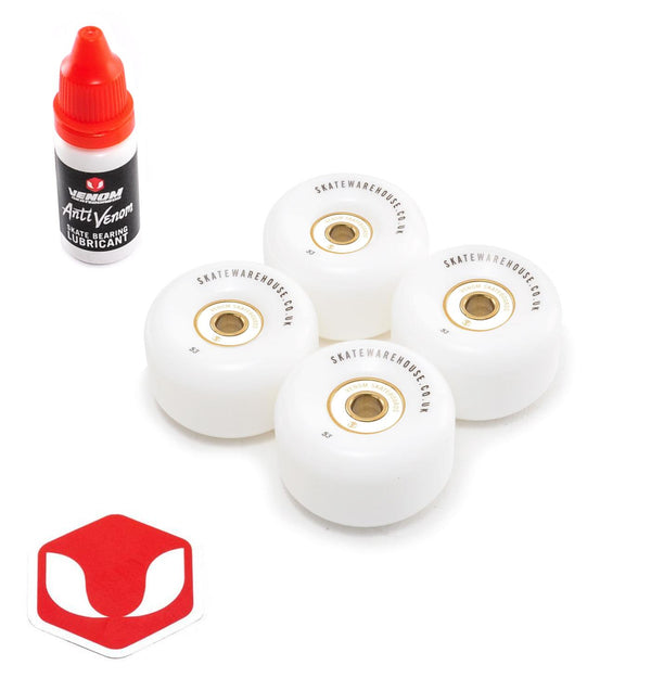 Skatewarehouse Conical Wheels with Gold Bearings Pre Installed - Skatewarehouse.co.uk