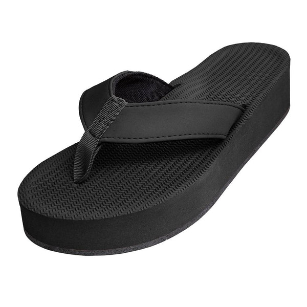 Indosole - Womens Flip Flops - Platform - Black Shoes