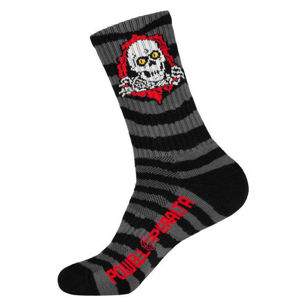 Powell Peralta Ripper Cotton Socks Stripes Charcoal/Black - Skatewarehouse.co.uk