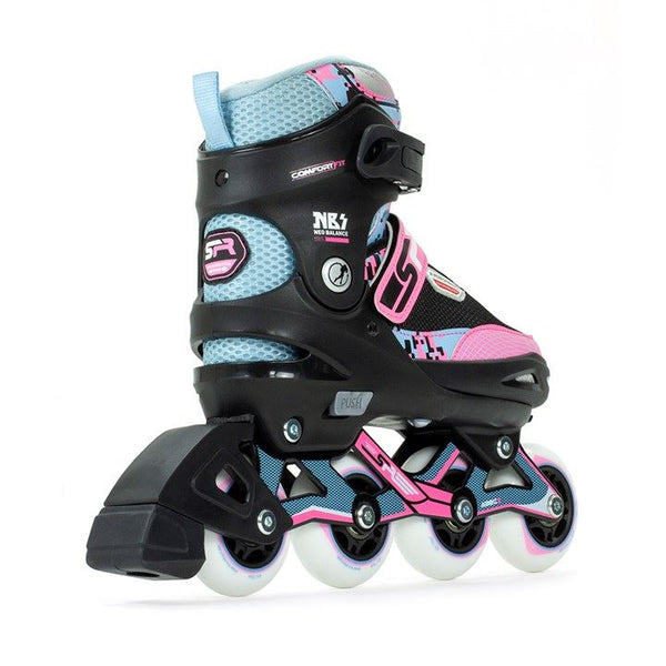 SFR Pixel Adjustable Inline Skates Blue / Pink Bundle - SFR Helmet & Pads