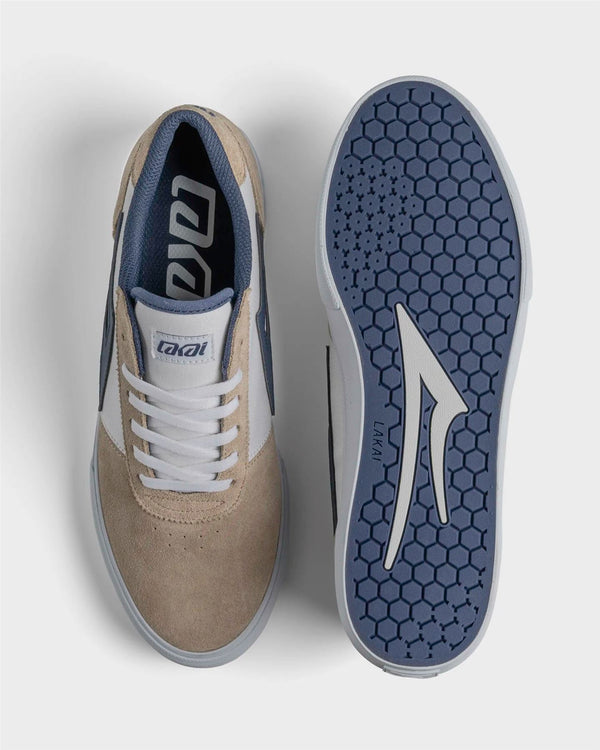 Lakai Manchester Skate Shoes White Tan Navy - Skatewarehouse.co.uk