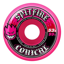Spitfire F4 99Du Team Colors Conical (Pink) Skateboard Wheels - 53mm