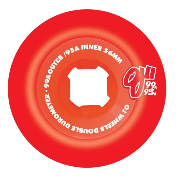 OJ Double Duro Skateboard Wheels Double Duro 99a/95a - Red - Skatewarehouse.co.uk