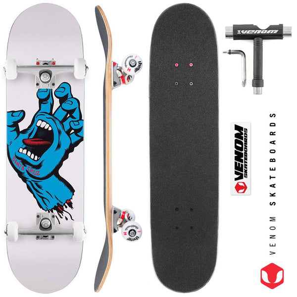 Santa Cruz Screaming Hand White x Venom Skateboards Custom Complete Skateboard - 8.25 - Skatewarehouse.co.uk