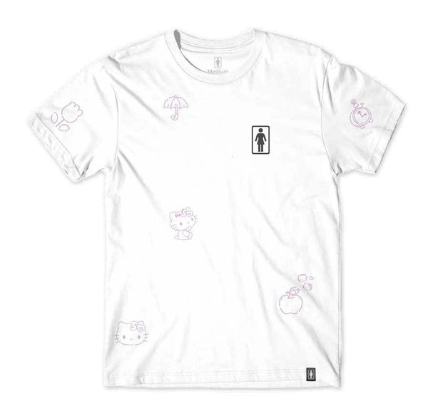 Girl x Hello Kitty 50th All Over Tee White - Skatewarehouse.co.uk
