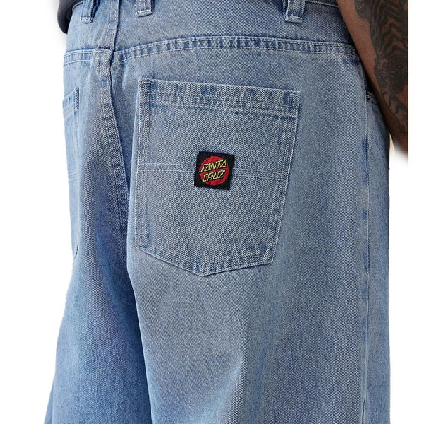 Santa Cruz Trouser Big Pants - Light Blue Wash - Skatewarehouse.co.uk