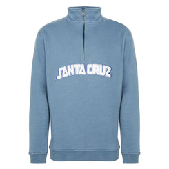 Santa Cruz Crew Arch Strip Quarter Zip - Vintage Blue - Skatewarehouse.co.uk