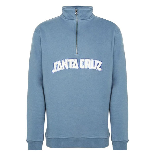 Santa Cruz Crew Arch Strip Quarter Zip - Vintage Blue - Skatewarehouse.co.uk