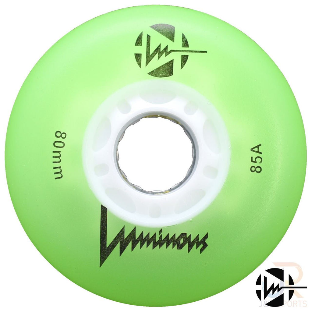 Luminous Led Inline Wheel (Set of 4 Wheels) - Green - 80Mm/85A - Skatewarehouse.co.uk