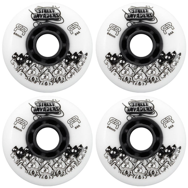 FR Street Invaders Wheel - Round Profile - White - 84mm / 84a (Set of 4)