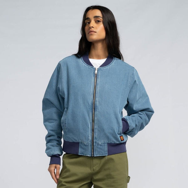 Santa Cruz Womens Jacket Vert Bomber Jacket - Blue Stripe - Skatewarehouse.co.uk