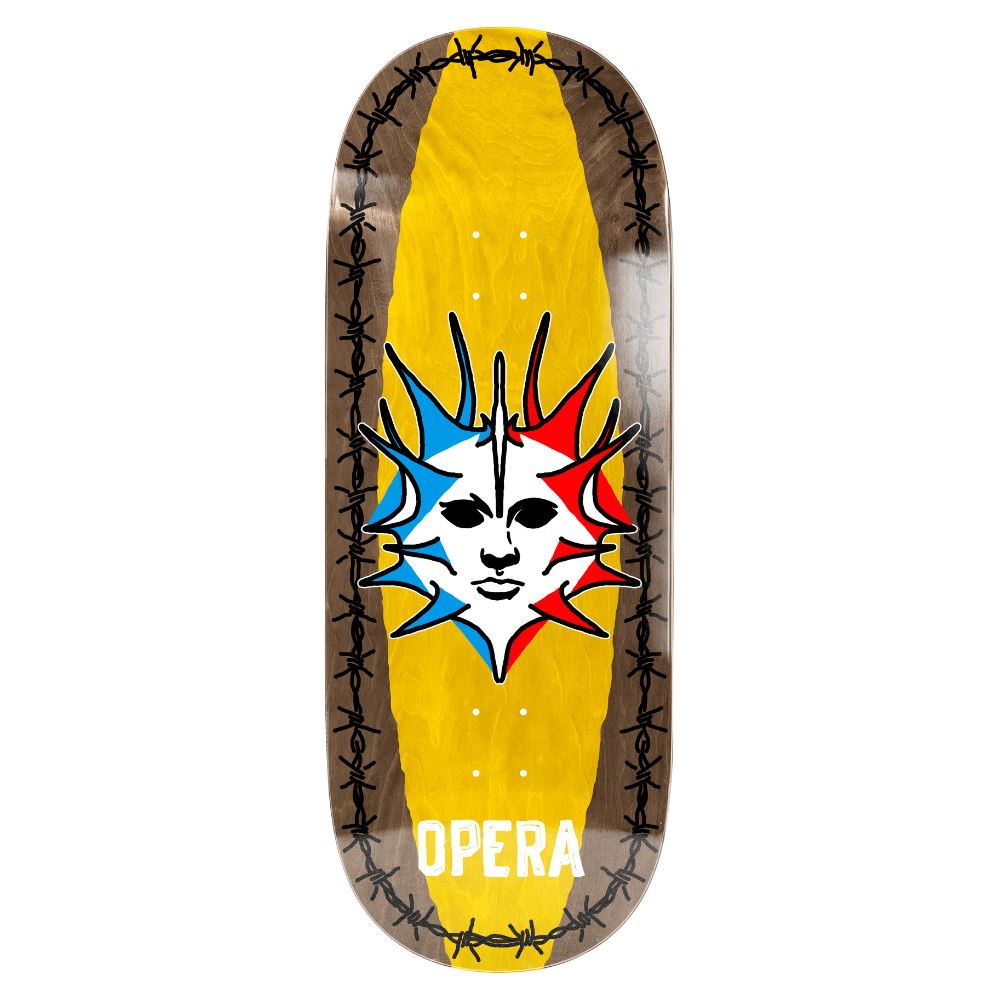 Opera Fatties Torn Spike Ex7 Brown / Yellow Skateboard Deck - 12" - Skatewarehouse.co.uk