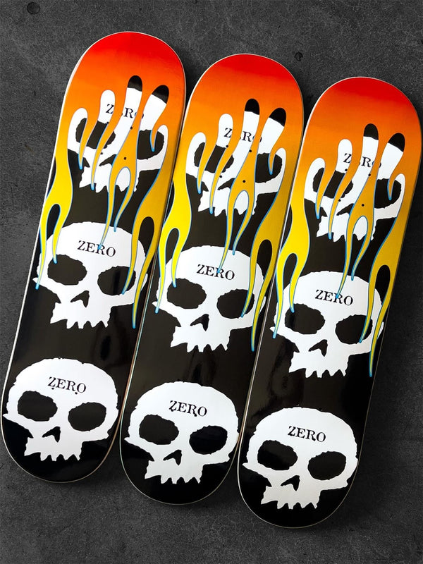 Zero 3 Skull Flames Skateboard Deck - 8.25