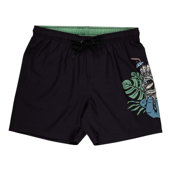 Santa Cruz Swim Shorts Tiki Hand Swim Short - Black - Skatewarehouse.co.uk