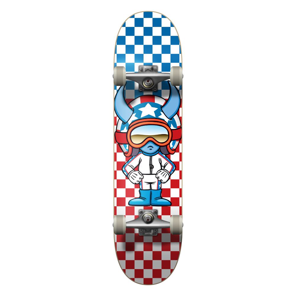 Speed Demons Stars Red / Wht / Blue Checks Complete Skateboard - 8.0"
