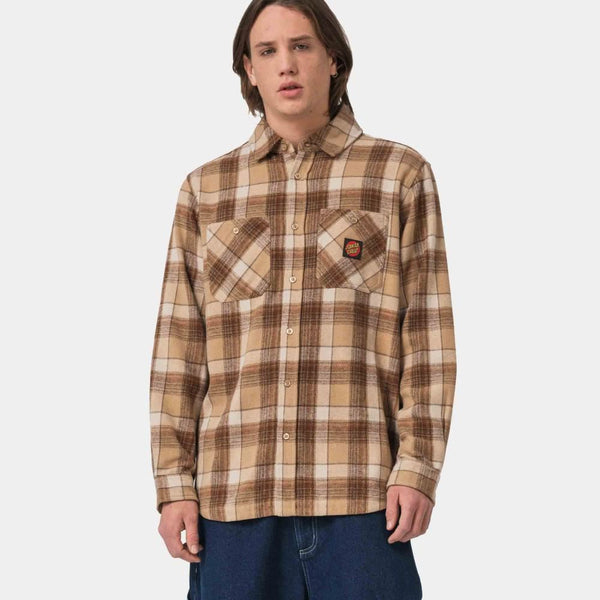 Santa Cruz Shirt Apex Shirt - Brown Check - Skatewarehouse.co.uk