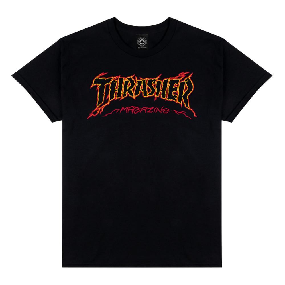 Thrasher T-Shirt Cracked By ExTeenager - Black - Skatewarehouse.co.uk
