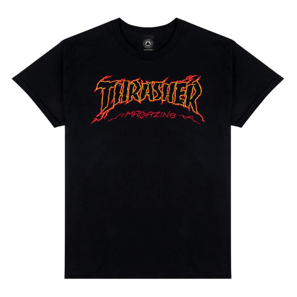 Thrasher T-Shirt Cracked By ExTeenager - Black - Skatewarehouse.co.uk
