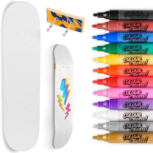 Venom Skateboards Deck With Colour Create Pens & Free Deck Wall Hanger - Skatewarehouse.co.uk