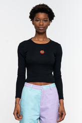 Santa Cruz Womens L/S T-Shirt Classic Dot Front L/S T-Shirt - Black - Skatewarehouse.co.uk