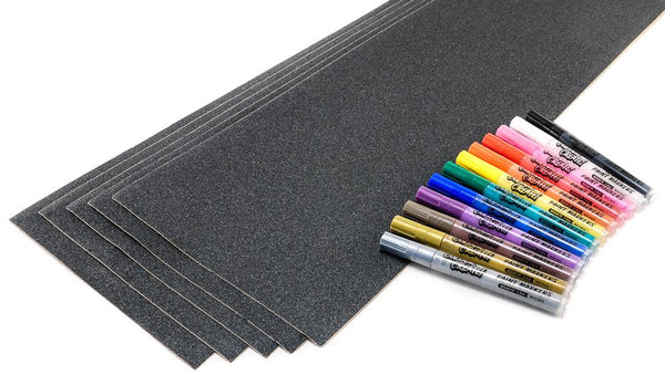 Venom Skateboards Black Grip Tape & 12 Colour Create Paint Pens Art Pack