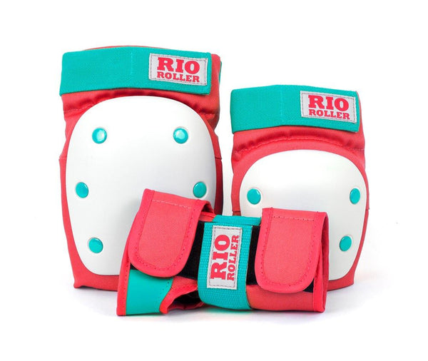 Rio Roller Skate Triple Pad Set - Red / Mint - Skatewarehouse.co.uk