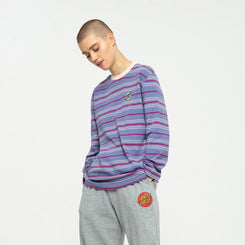 Santa Cruz Womens L/S T-Shirt Other Dot Chest L/S T-Shirt - Violet Stripe - Skatewarehouse.co.uk