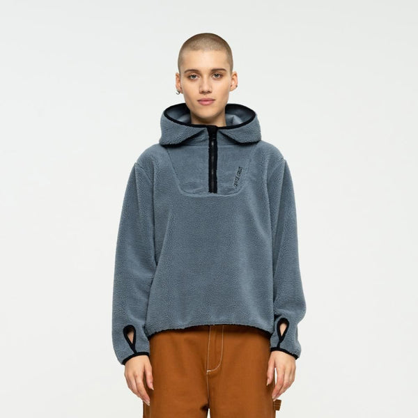 Santa Cruz Womens Jacket Strip Fleece Hood - Pewter - Skatewarehouse.co.uk