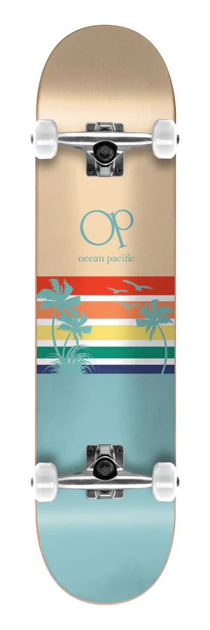 Ocean Pacific Sunset Park / Street Vintage Teal Complete Skateboard - 7.5
