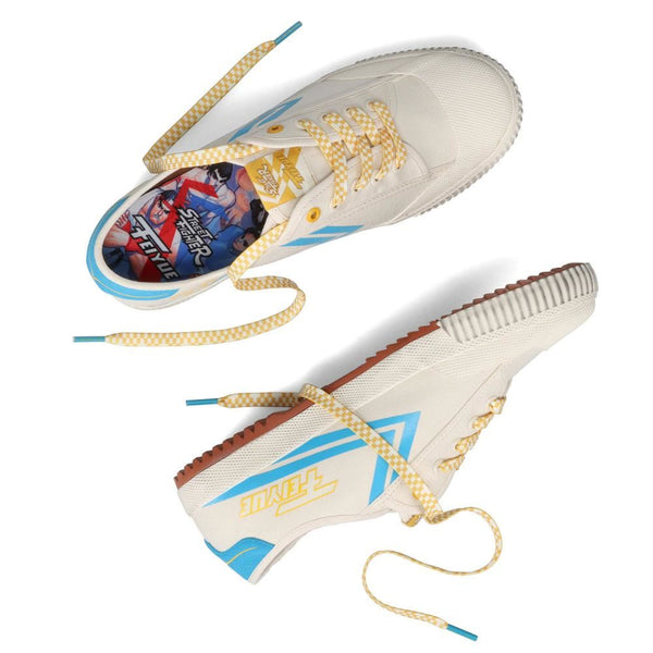 Feiyue x Street Fighter FE LO 1920 Chun-Li - Ivory / Blue / Multi - Skatewarehouse.co.uk