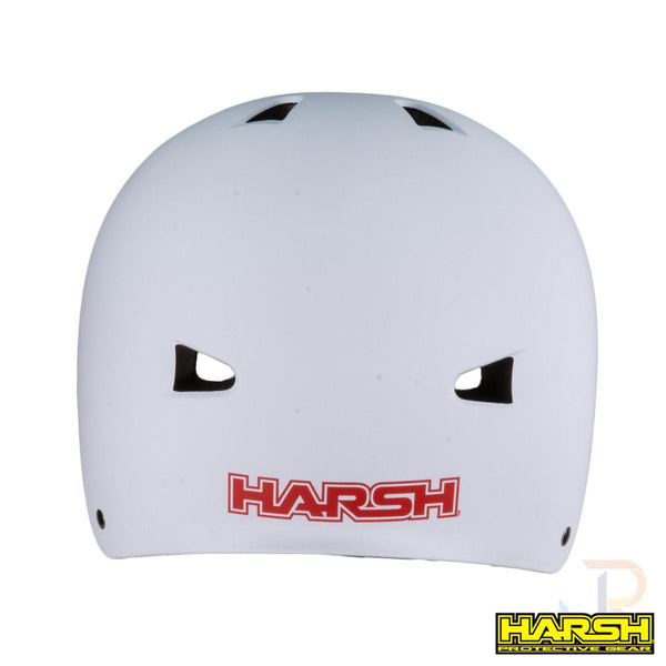 Harsh ABS Helmet - White with Red Straps