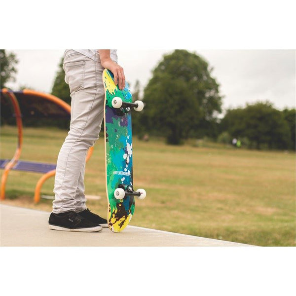 Enuff Splat Green / Blue Complete Skateboard Bundle - SFR Helmet & Pads - 7.75