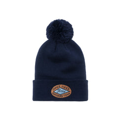 Tired Skateboard Team Pom Beanie Blue Hat - One Size