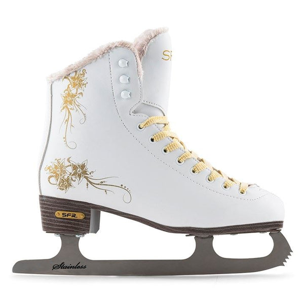 SFR Glitra Ice Skates White Bundle - SFR Helmet & Pads