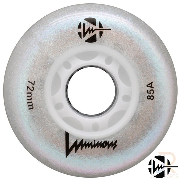 Luminous Led Inline Wheel (Set of 4 Wheels) - White Glitter - 72Mm/85A - Skatewarehouse.co.uk