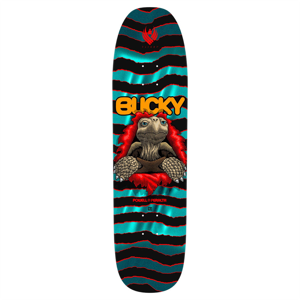 Powell Peralta FLIGHT Bucky Lasek • Tortoise '5' • • Turquoise Foil Skateboard Deck - 8.62"