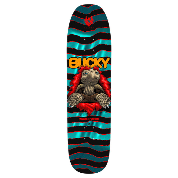 Powell Peralta FLIGHT Bucky Lasek • Tortoise '5' • • Turquoise Foil Skateboard Deck - 8.62