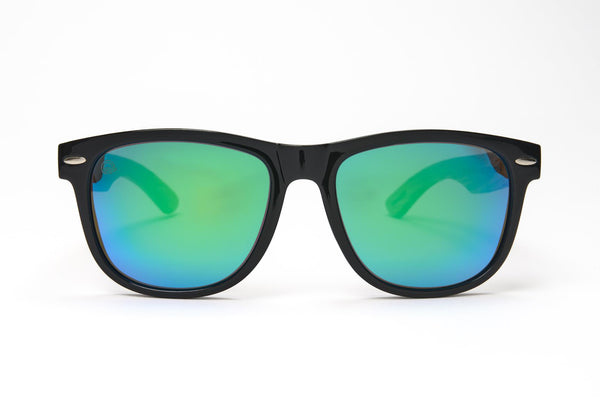 Luma Beach Comber Recycled Sunglasses - Black/Green - Skatewarehouse.co.uk